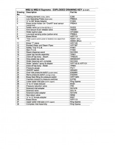 Spares List WB2-6 Supreme 2