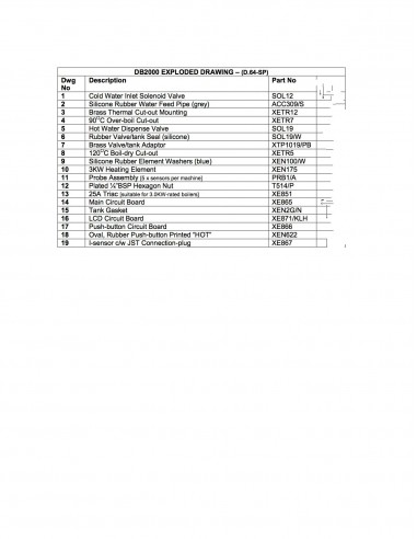 Spares List DB2000 Models